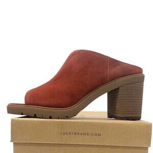 Lucky Brand Womens Chunky Mule Block Heel Dalliey Shoes Sandals Oiled Suede 9.5